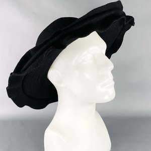 COMME des GARCONS AW18 Black Wool Layered Brim Felt Hat